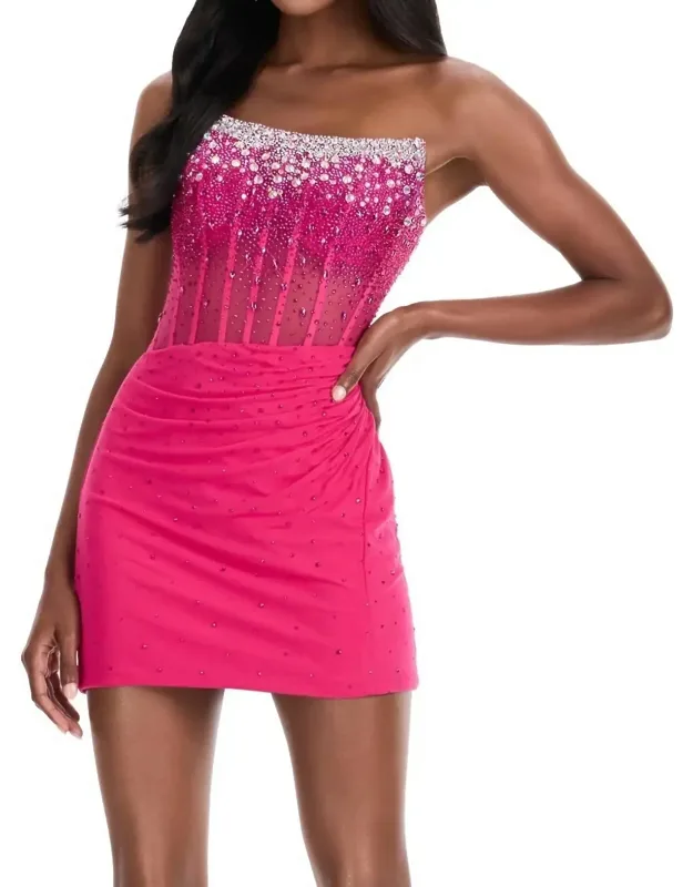 Strapless Beaded Mini Dress