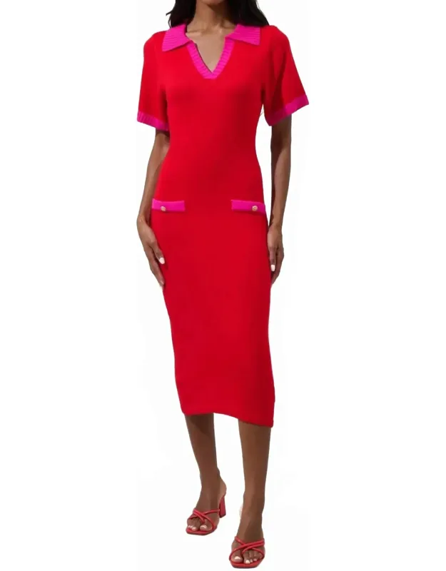 Rison Collared Midi Sweater Dress