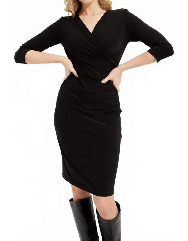 V-neck Ruched Bodycon Dress