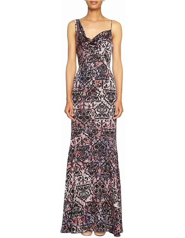 Abstract Print Bodycon Maxi Dress