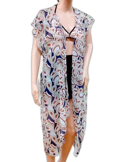 Leaf Pattern Long Cardigan