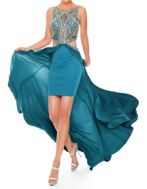 Jersey Hand Beaded Mesh Prom Dress