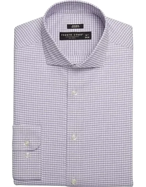 Modern Fit Grid Spread Collar Dress Shirt