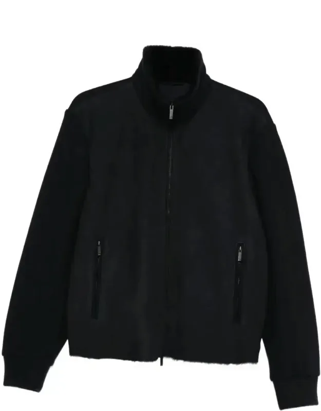 High-neck Bluson Jacket With Shearling Details
