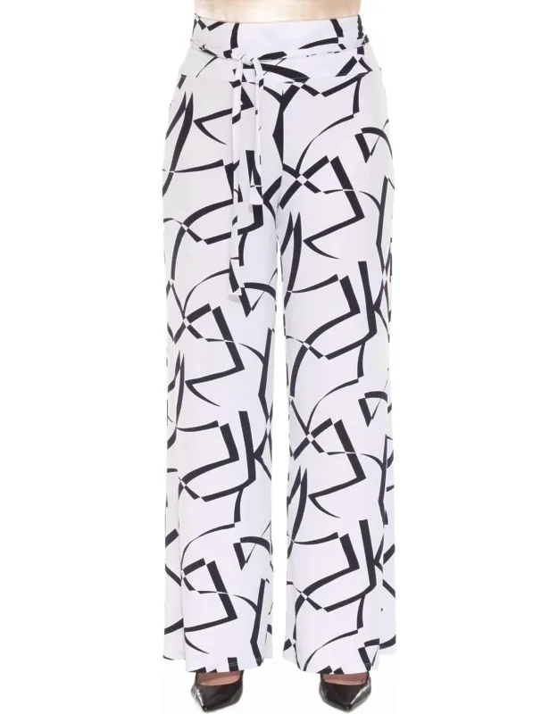 Geometric Belted Wide Leg Pants