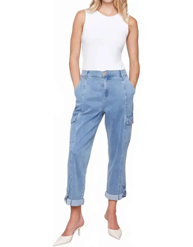 Chambray Stretch Cargo Pants