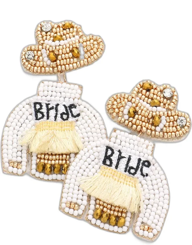 Bride Message Felt Back Tassel Beaded Hat