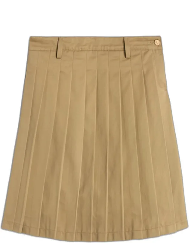Comfort Twill Pleated Midi Skirt