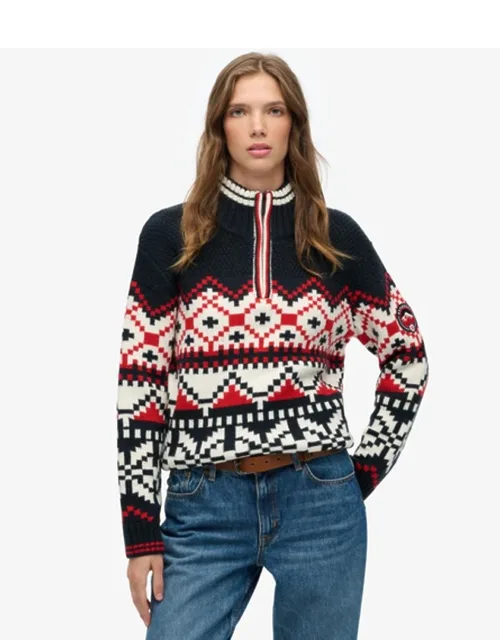 Intarsia Half Zip Jumper