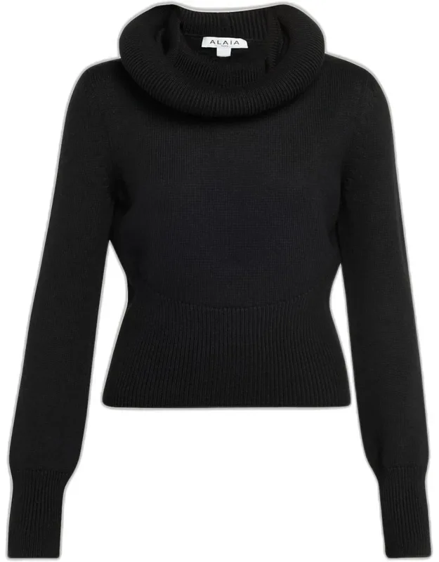 Sculptural Hooded Rib-knit Sweater