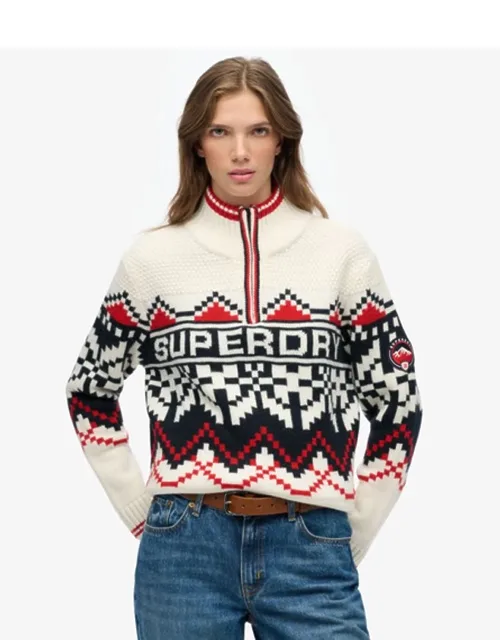 Intarsia Half Zip Jumper