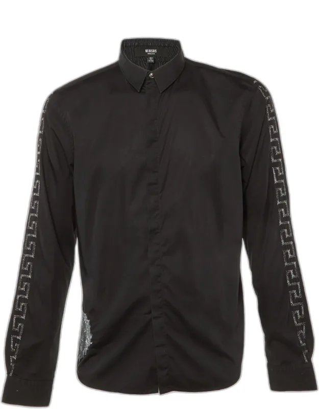 Cotton Lion Greca Embroidered Long Sleeve Shirt