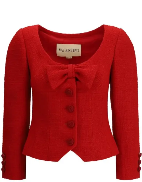 Valentino Garavani Short Jacket With Wide Neckline And Bow Accent
