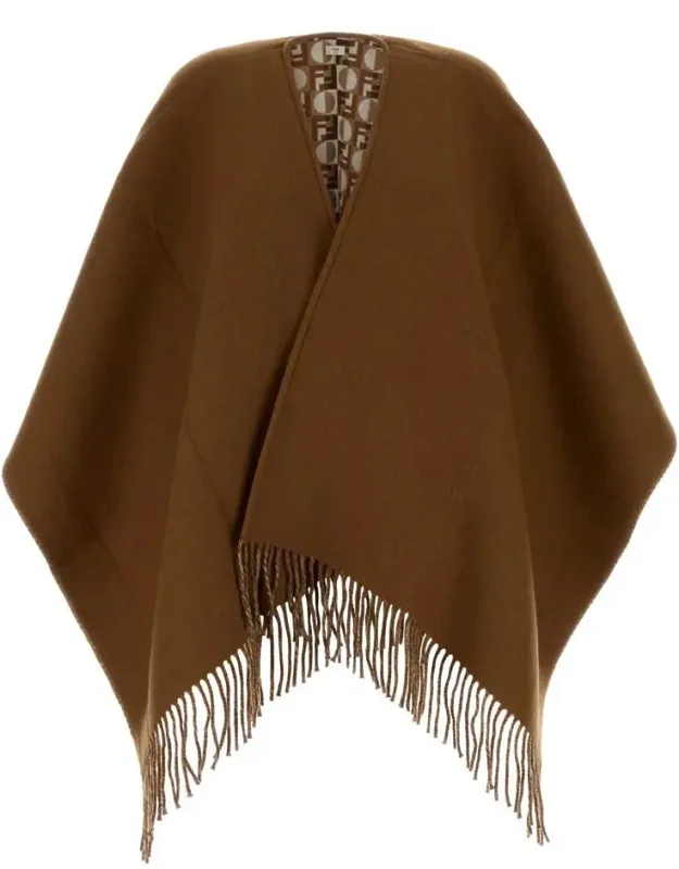 Coat Wool Blend Reversible Cape