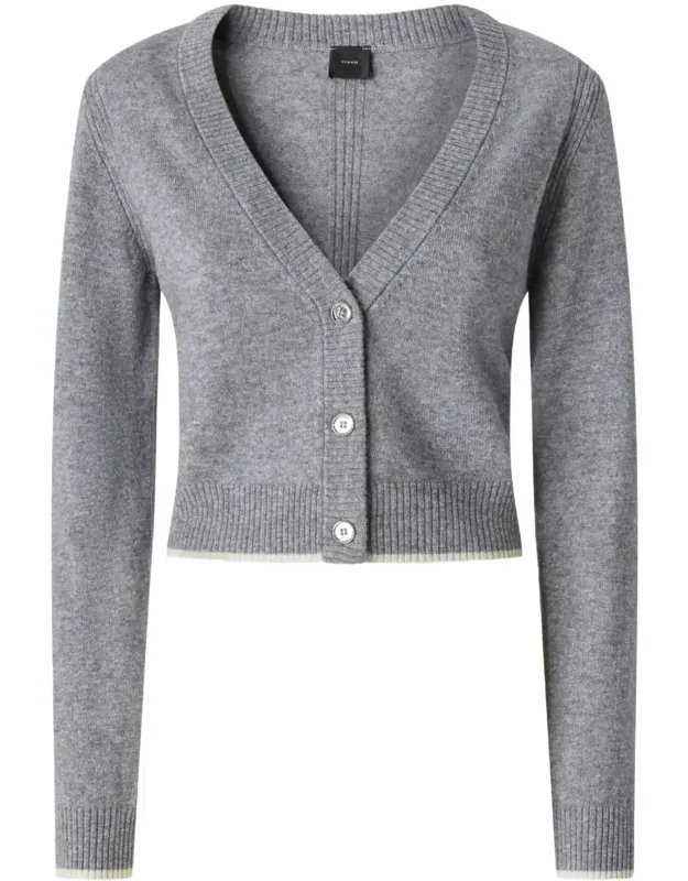 Cardigan With V-neckline And Ribbed Detailing