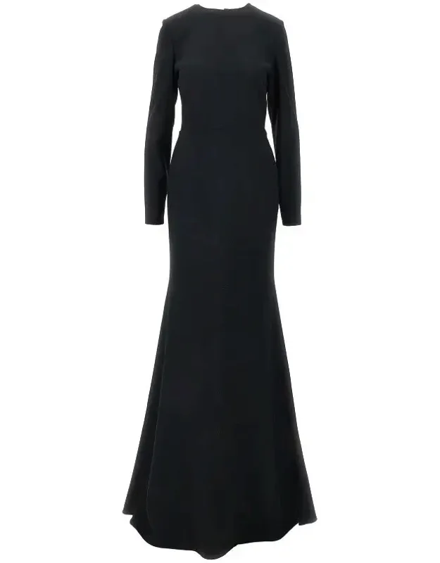 Crepe Open-back Long Dress