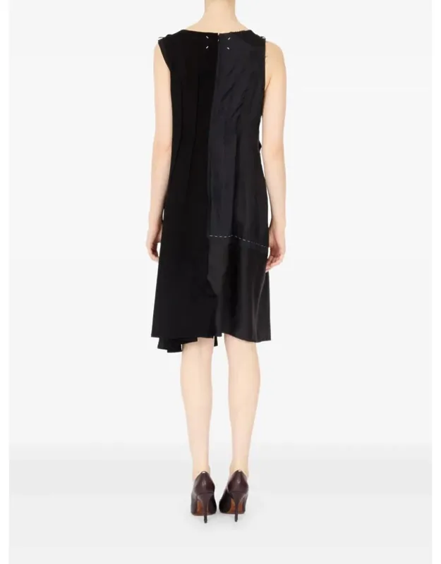 Midi Dress With Concealed Rear Zip Fastening And Asymmetric Design