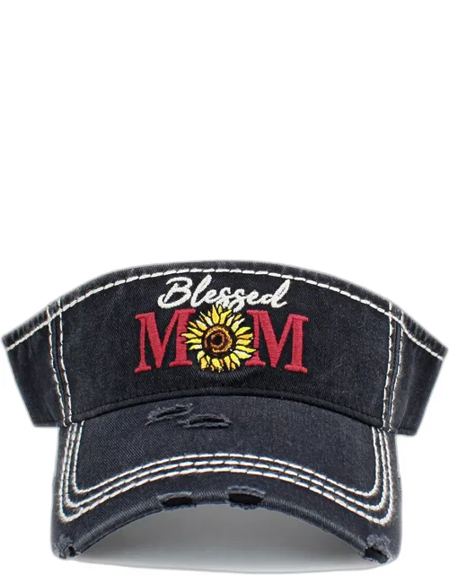 Blessed Mom Sunflower Vintage Visor Hat