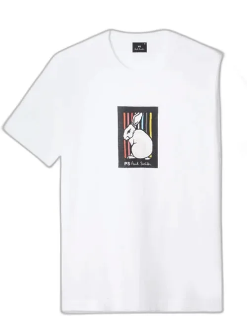 Rabbit Stripe Print T-shirt