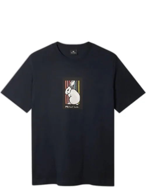Rabbit Stripe Print T-shirt