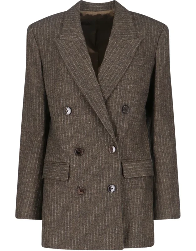 'jevima Double-breasted Blazer In Wool Blend With Striped Pattern'
