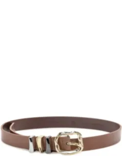 Leather Belt With Metallic Buckle