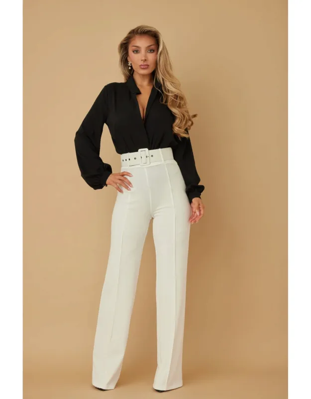 High Waist Pants With Buckle Belt