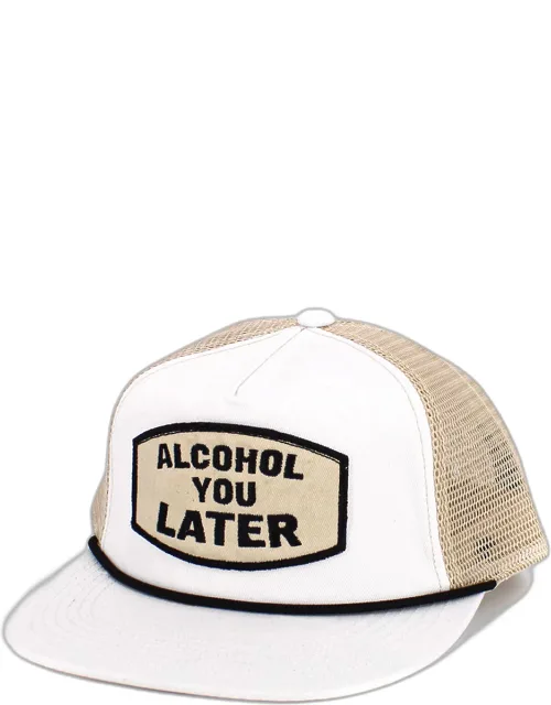 Alcohol You Later Message Patch Mesh Back Trucker Hat