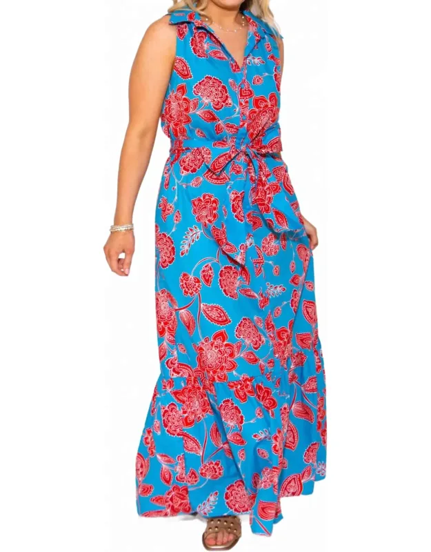 Petal Collared Tie Waist Maxi Dress