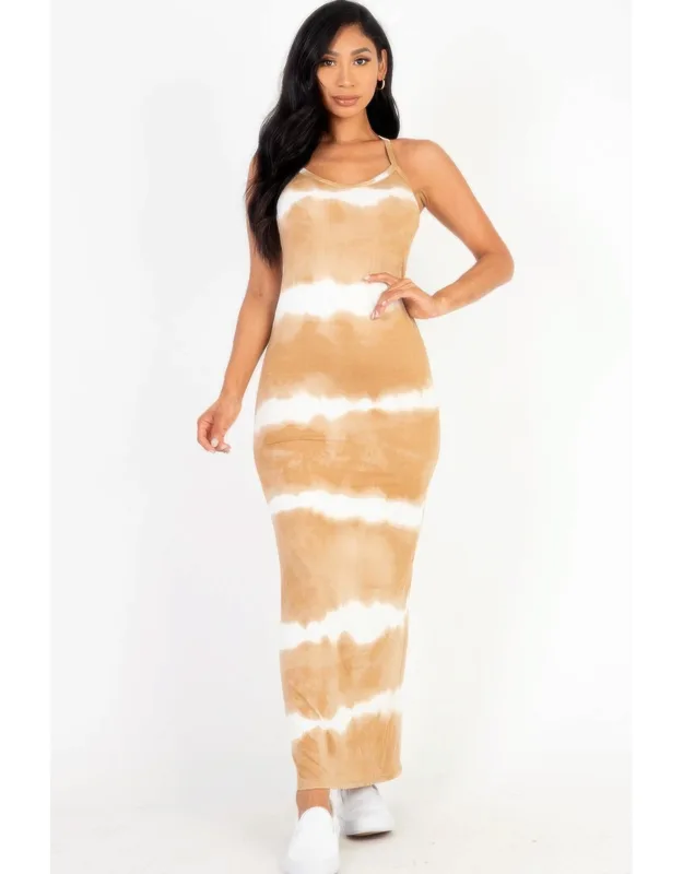 Stripe Tie-dye Printed Maxi Dress