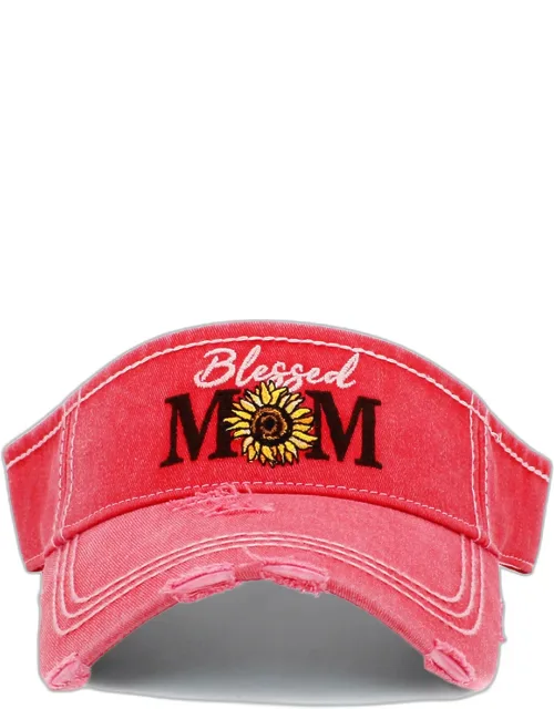 Blessed Mom Sunflower Vintage Visor Hat