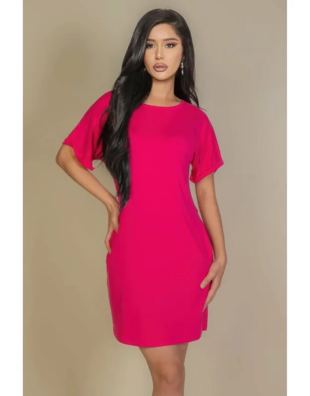 Side Pocket Double Folded Mini Dress