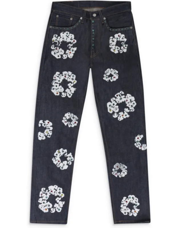 Rhinestone Cotton Wreath Jeans