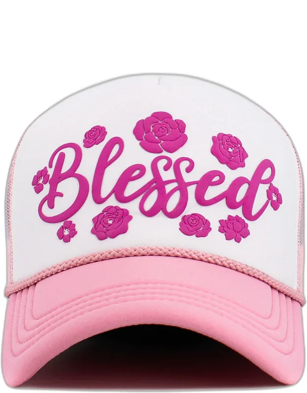 Flower Embroidered Mesh Back Trucker Hat