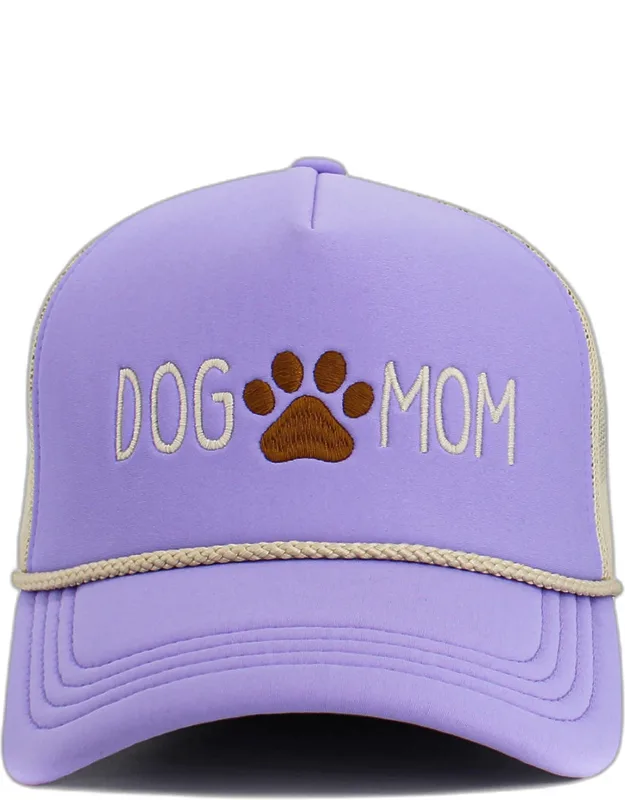 Dog Mom Message Paw Embroidered Mesh Back Trucker Hat