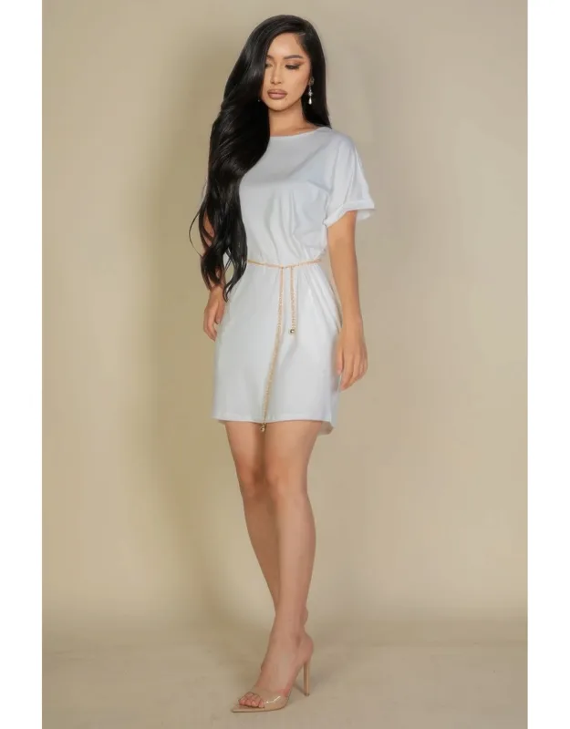 Side Pocket Double Folded Mini Dress
