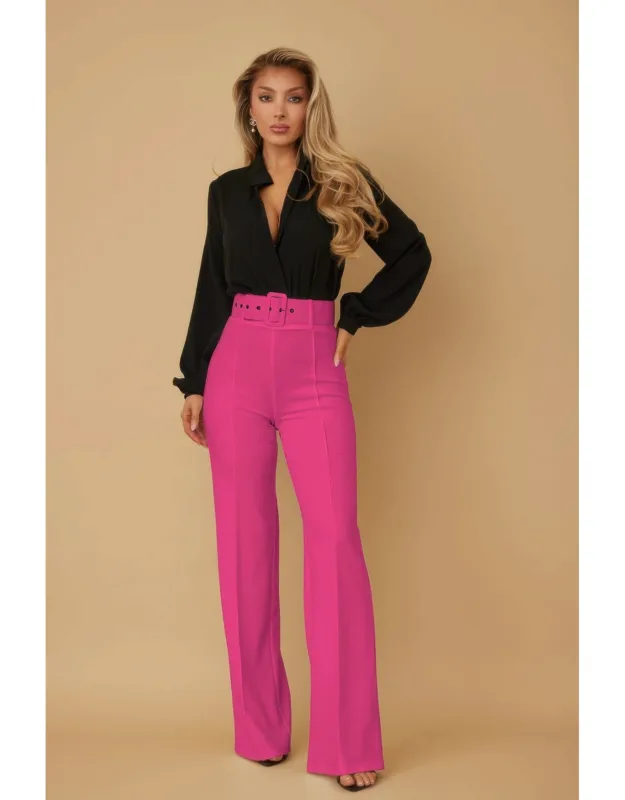 High Waist Pants With Buckle Belt