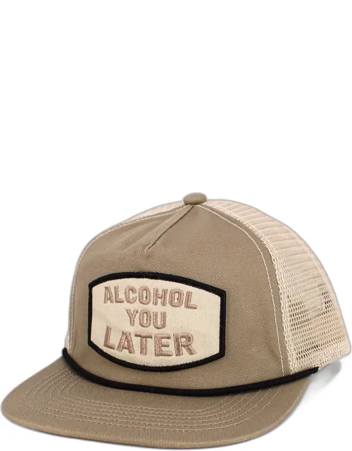 Alcohol You Later Message Patch Mesh Back Trucker Hat