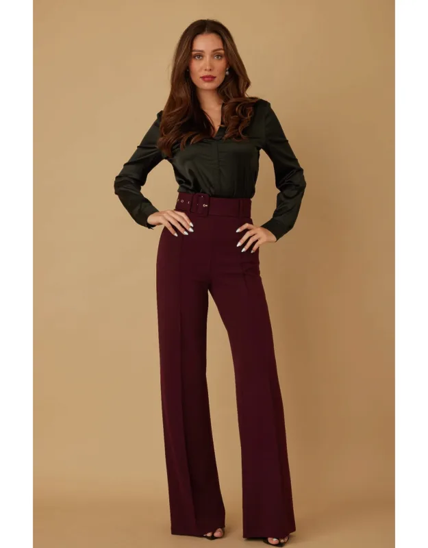 High Waist Pants With Buckle Belt