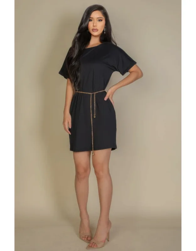 Side Pocket Double Folded Mini Dress