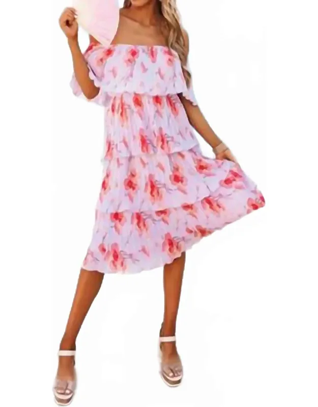 Pleated Floral Midi Dress