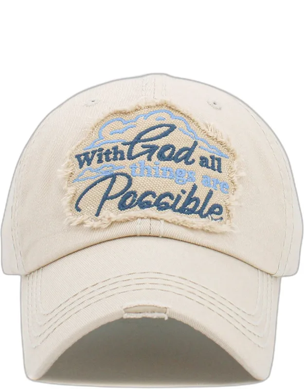 With God All Things Are Possible Message Vintage Baseball Cap