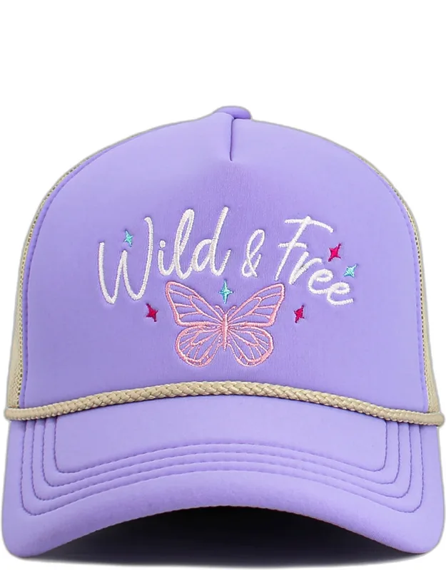 Wild Free Message Butterfly Embroidered Mesh Back Trucker Hat