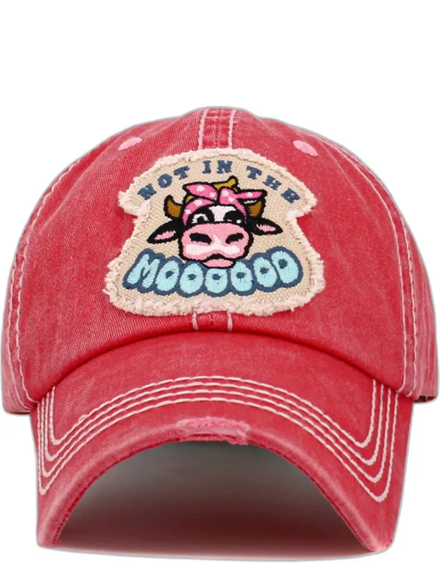 Not In The Mood Message Cow Vintage Baseball Cap
