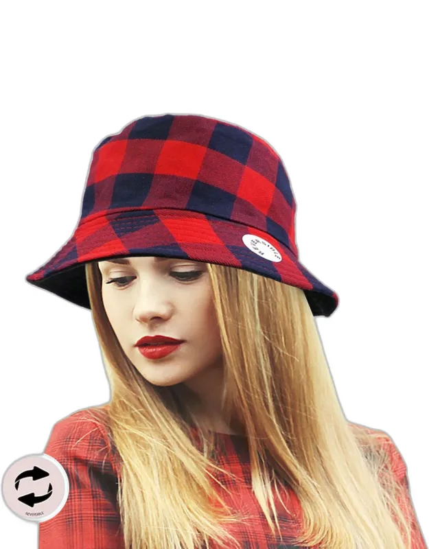 Reversible Buffalo Check Patterned Bucket Hat