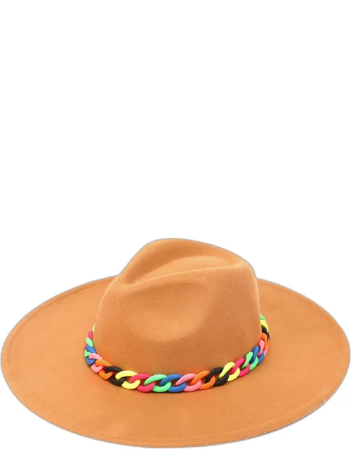 Chain Accented Solid Panama Hat