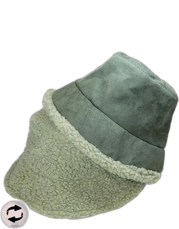 Reversible Faux Fur Sherpa Bucket Hat
