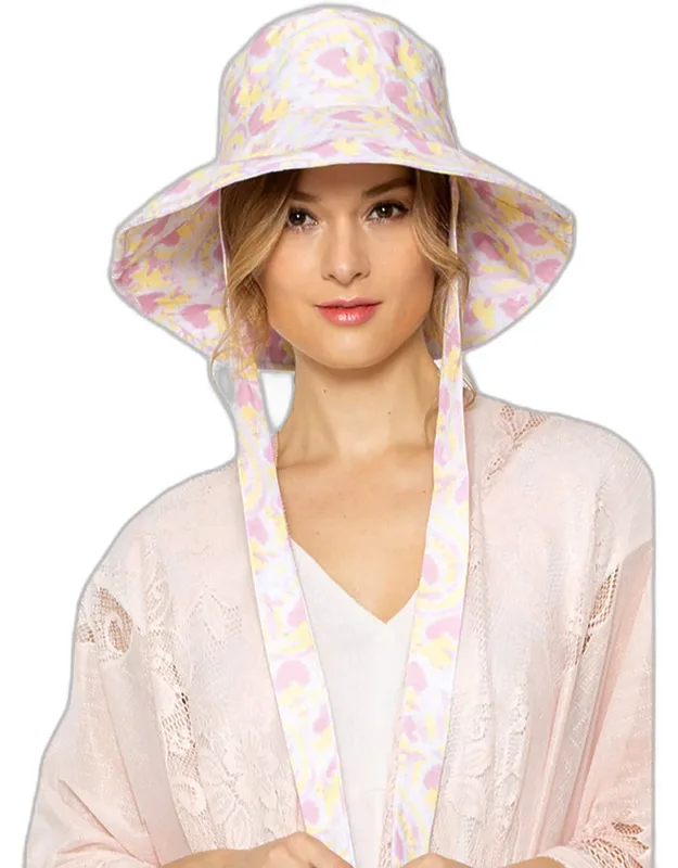 Watercolored Chin Tie Bucket Hat