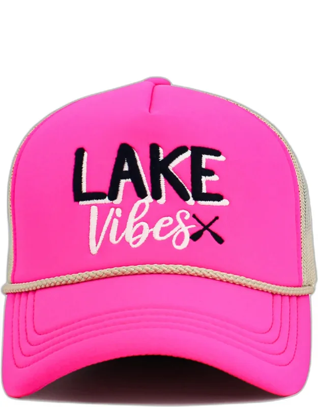 Lake Vibes Message Embroidered Mesh Back Trucker Hat