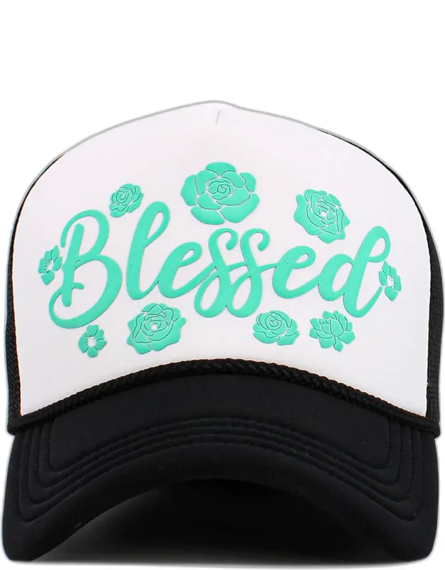 Flower Embroidered Mesh Back Trucker Hat